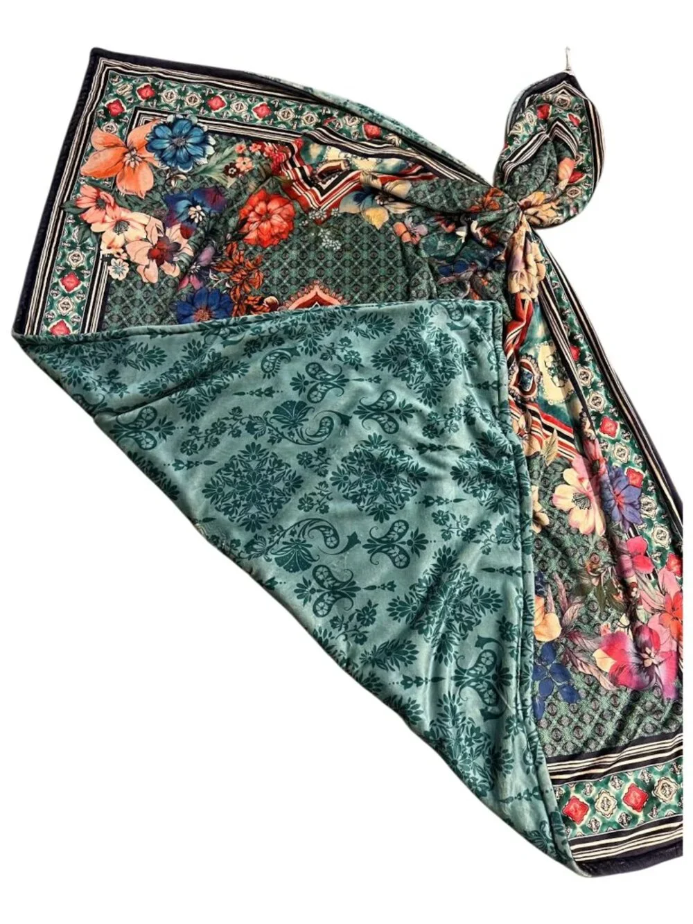Johnny Was Laurel Canyon Lorette Cozy Blanket Reversible Floral Green Lounge NEW